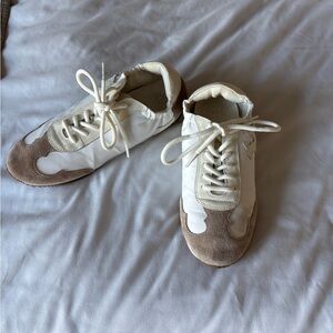 Tory Burch White and Brown Casual Sneakers